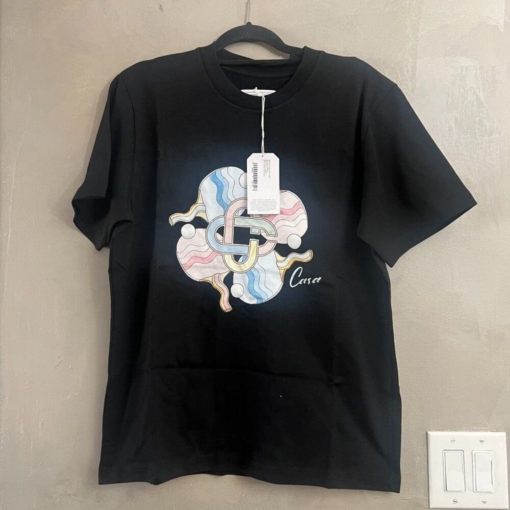 CASABLANCA Tennis Club T Shirt Mens Ping Pong Fleurie Black Large L NWT